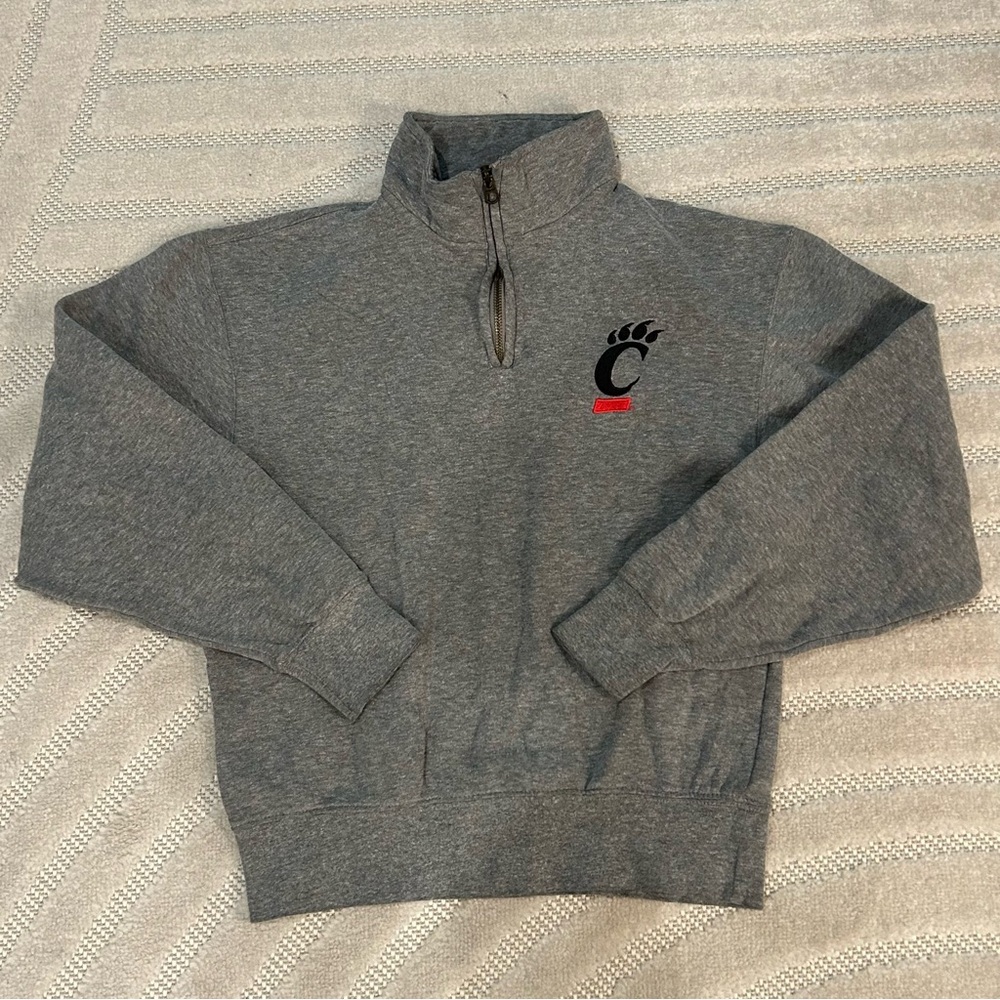 JanSport NCAA Cincinnati Bearcats Grey Quarter Zip Pullover Sweatshirt - XS